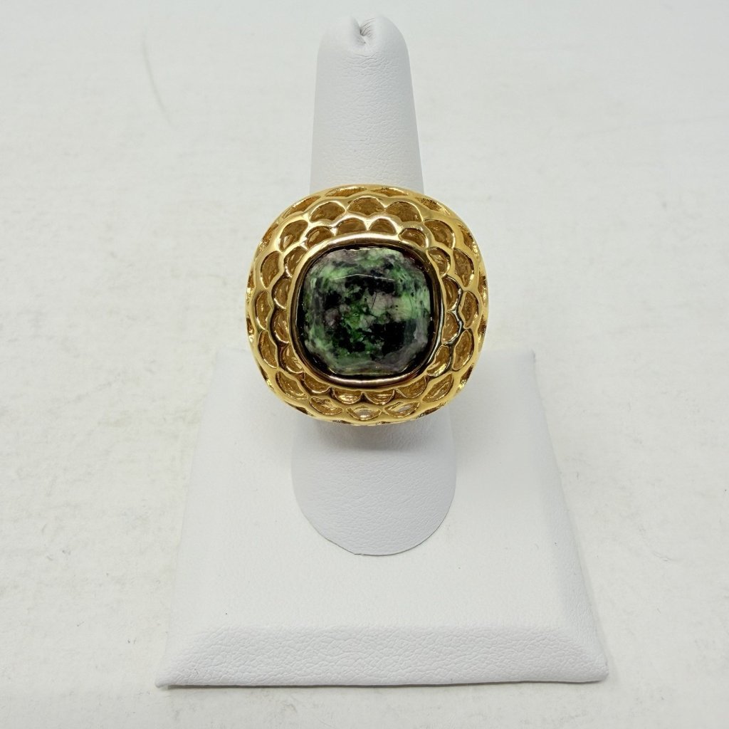 Shop Lc Green Ruby Zoisite Size 8 Ring In Ion Plated Yg Stainless Steel 5278